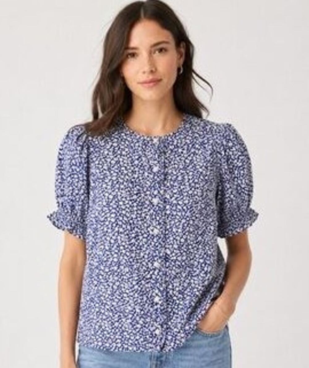 J. Crew Short Sleeve Floral Blouse Casual Boho Preppy XS